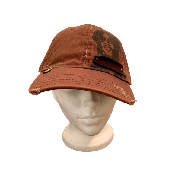 Bob Marley Adjustable Hat Brown Distressed Buckleback Rasta Streetwear Jamaica - Picture 4 of 9